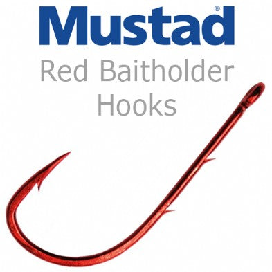 MUSTAD 92668NPNR 1/0 RED BAITHOLDER HOOK PRE PACK – Anglers Fishing World