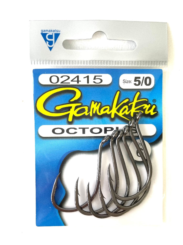 GAMAKATSU INLINE OCTOPUS Hook Black Size 2/0 , 6 Per pack (1472