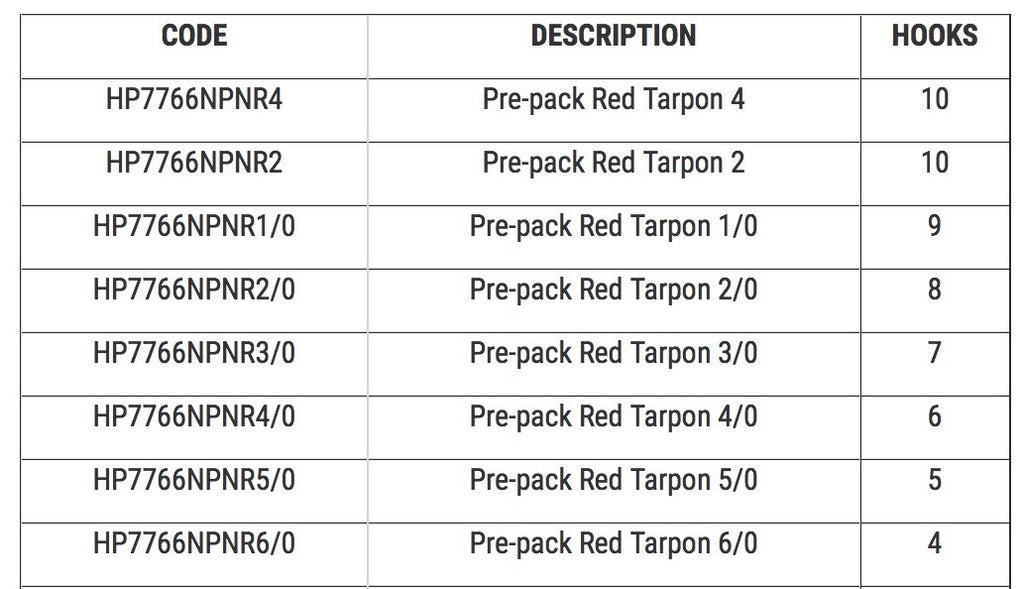 MUSTAD 7766NPNR 3/0 RED TARPON HOOK PRE PACK
